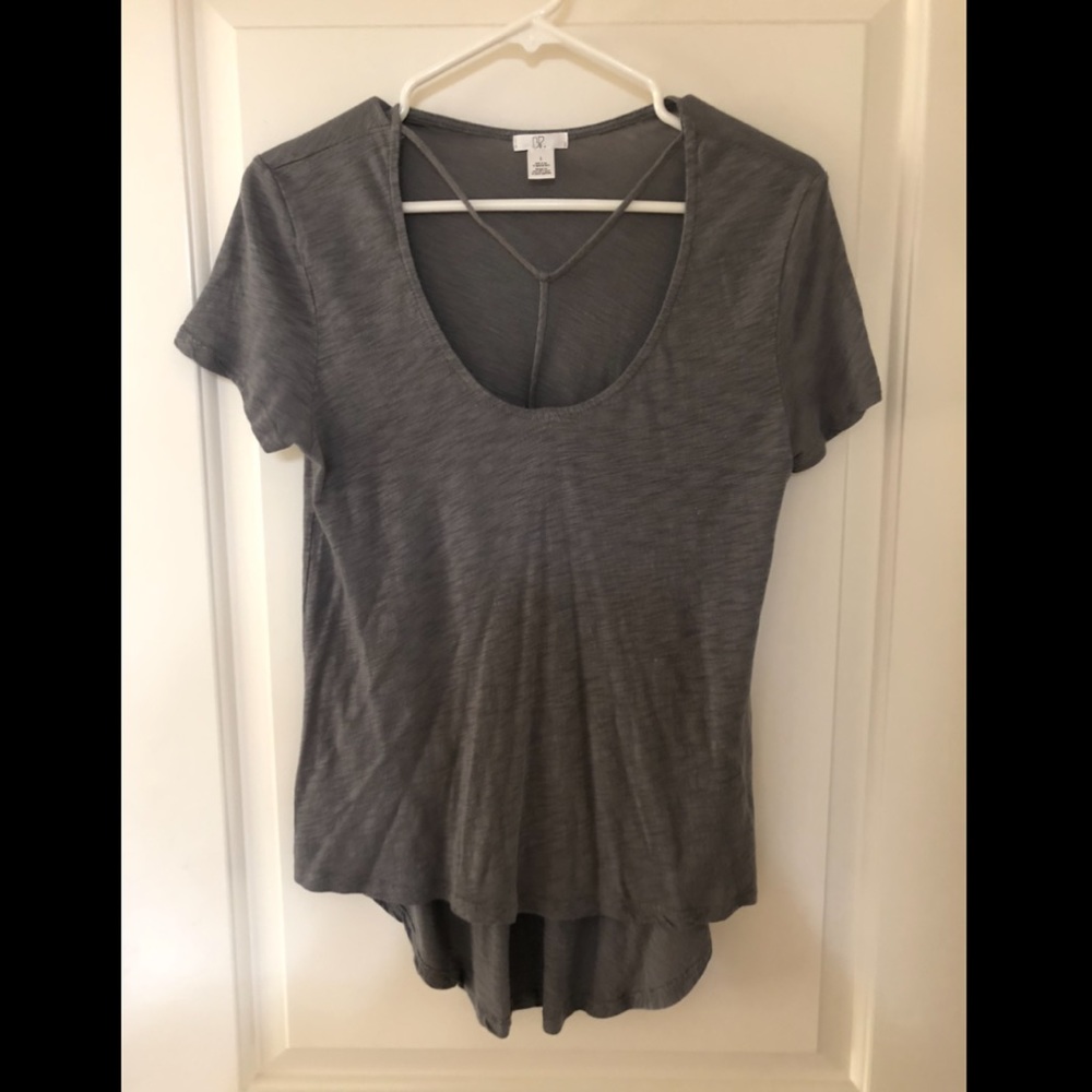 BP Grey Top with String detail on neckline size L